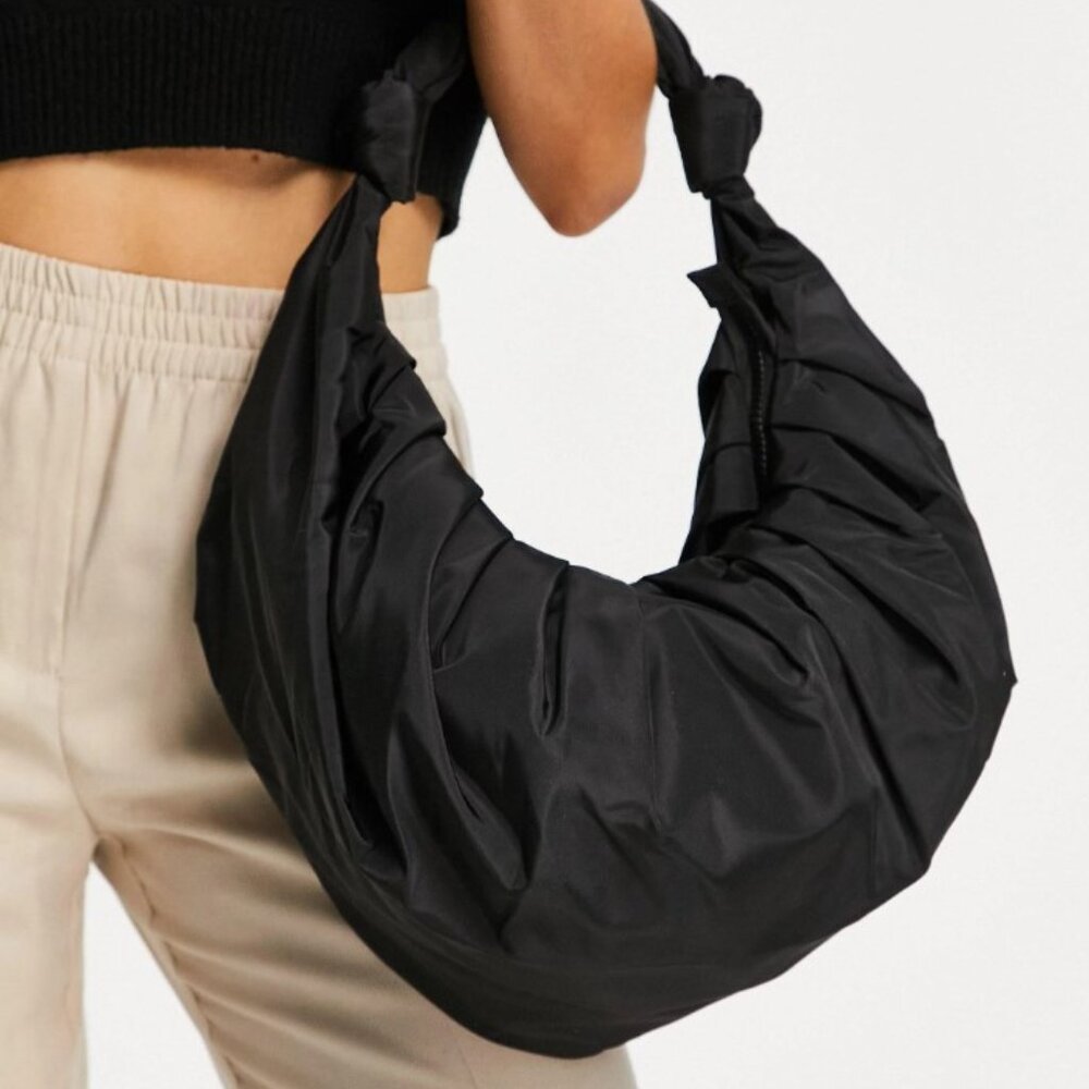Mango ruched crescent bag